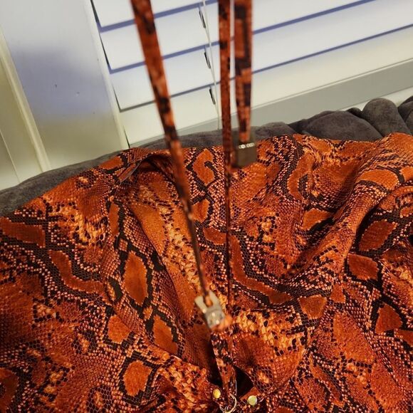 Michael kors michael michael kors xs top animal print snakeskin Orange silk - Picture 10 of 10